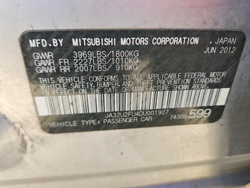 Aukcja sprzedaży 2013 Mitsubishi Lancer, vin: JA32U2FU4DU001927, numer aukcji: 67548836