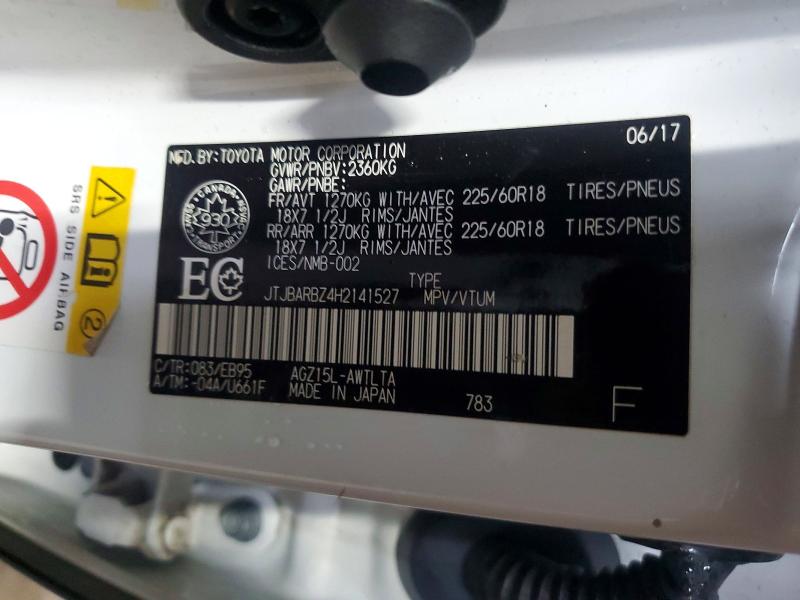 67101246 :رقم المزاد ، JTJBARBZ4H2141527 vin ، 2017 Lexus Nx مزاد بيع