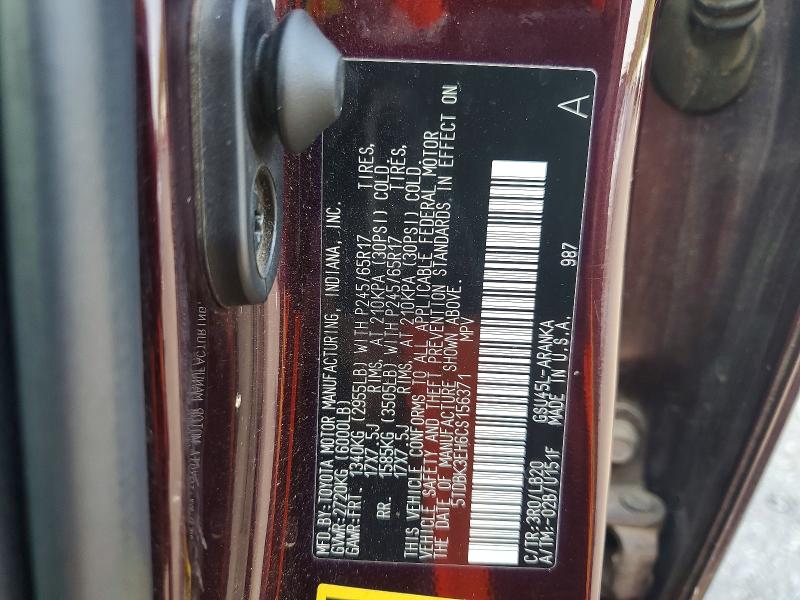 Aukcja sprzedaży 2012 Toyota Highlander, vin: 5TDBK3EH6CS156371, numer aukcji: 68920876