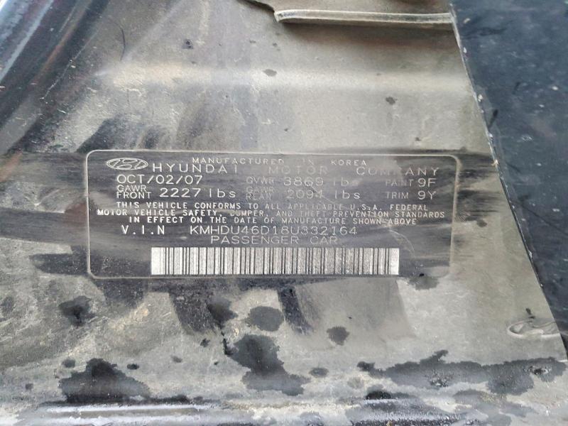 2008 Hyundai Elantra მანქანა იყიდება აუქციონზე, vin: KMHDU46D18U332164, აუქციონის ნომერი: 69796926