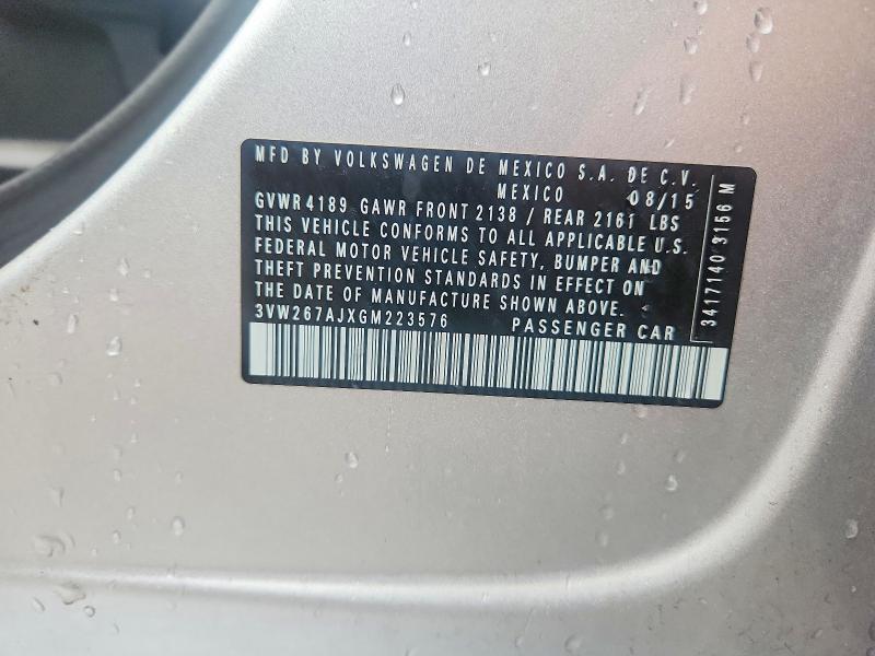 68635516 :رقم المزاد ، 3VW267AJXGM223576 vin ، 2016 Volkswagen Jetta مزاد بيع