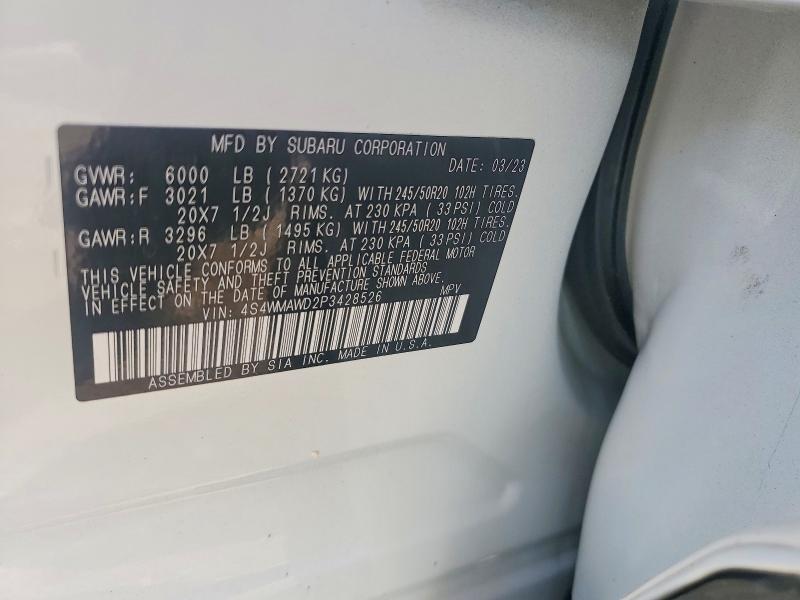 Продаж на аукціоні авто 2023 Subaru Ascent, vin: 4S4WMAWD2P3428526, номер лоту: 68770536