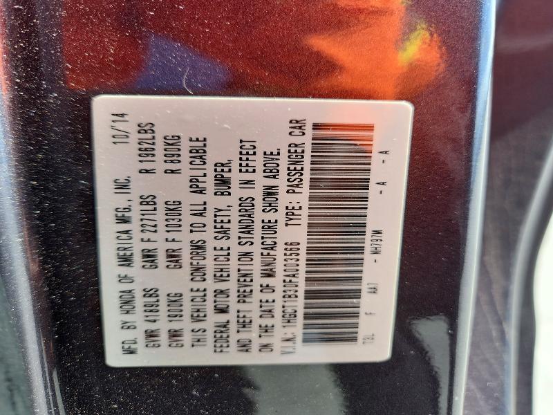 69498346 :رقم المزاد ، 1HGCT1B30FA003566 vin ، 2015 Honda Accord مزاد بيع