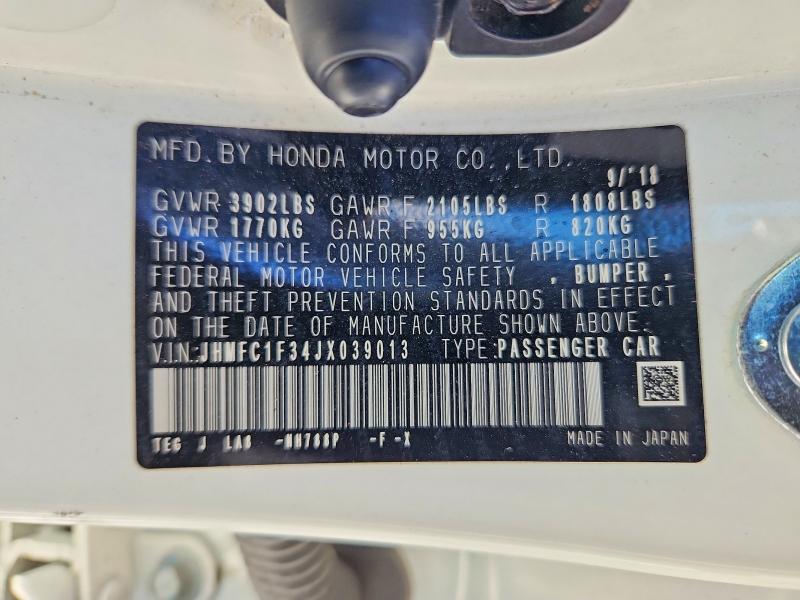 Продажа на аукционе авто 2018 Honda Civic, vin: JHMFC1F34JX039013, номер лота: 70183286