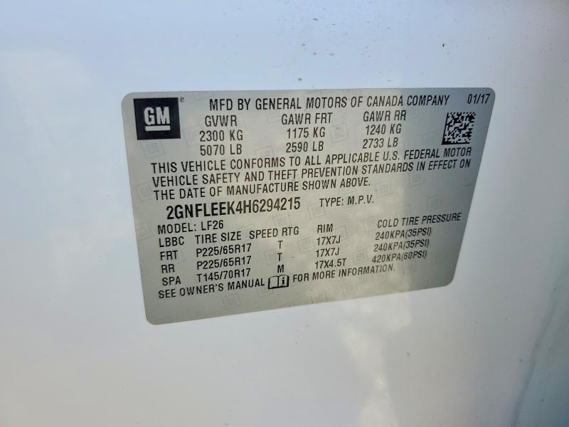 Aukcja sprzedaży 2017 Chevrolet Equinox, vin: 2GNFLEEK4H6294215, numer aukcji: 71077096