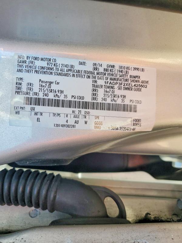 Продажа на аукционе авто 2014 Ford Focus, vin: 1FADP3F2XEL425602, номер лота: 68694046