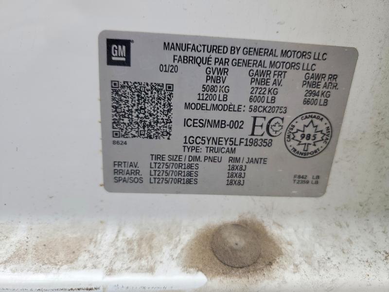 Aukcja sprzedaży 2020 Chevrolet 20/2500, vin: 1GC5YNEY5LF198358, numer aukcji: 66994186