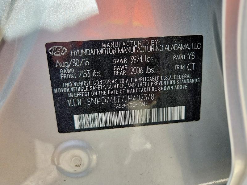 Aukcja sprzedaży 2018 Hyundai Elantra, vin: 5NPD74LF7JH402378, numer aukcji: 68847176
