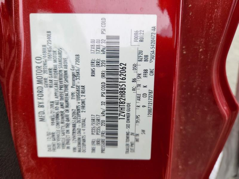 Продажа на аукционе авто 2008 Ford Mustang, vin: 1ZVHT82H885162062, номер лота: 68847756