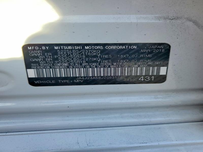 68405616 :رقم المزاد ، JA4J24A58JZ053178 vin ، 2018 Mitsubishi Outlander مزاد بيع