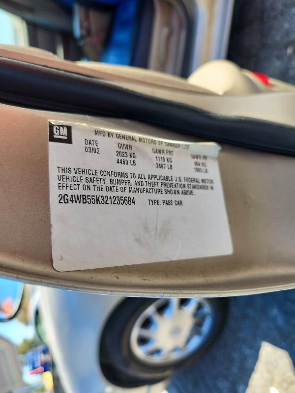 Продаж на аукціоні авто 2002 Buick Regal, vin: 2G4WB55K321235684, номер лоту: 67345896