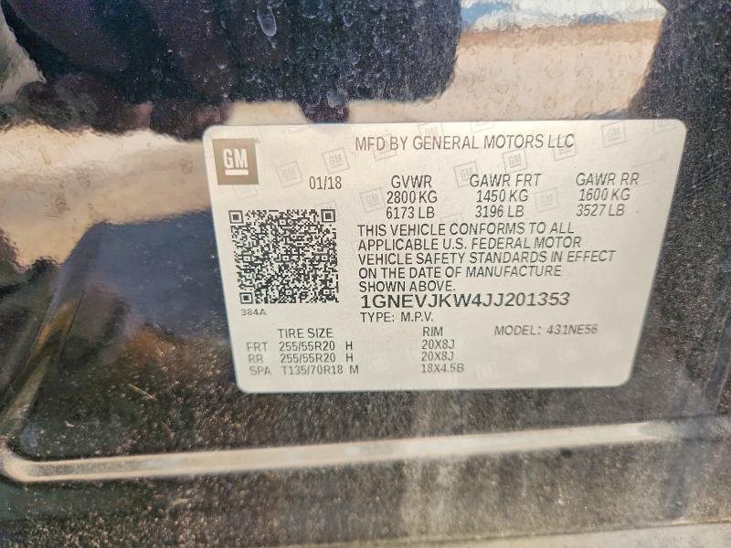 2018 Chevrolet Traverse მანქანა იყიდება აუქციონზე, vin: 1GNEVJKW4JJ201353, აუქციონის ნომერი: 67545056