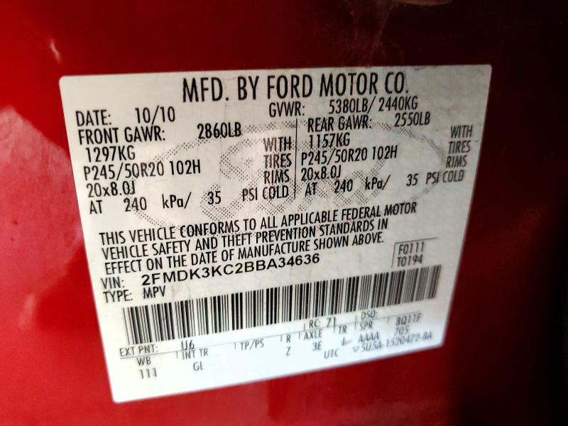 Aukcja sprzedaży 2011 Ford Edge, vin: 2FMDK3KC2BBA34636, numer aukcji: 69335246