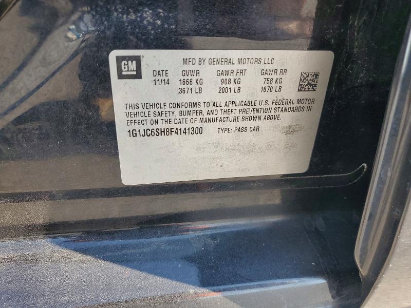 Продажа на аукционе авто 2015 Chevrolet Sonic, vin: 1G1JC6SH8F4141300, номер лота: 68002226