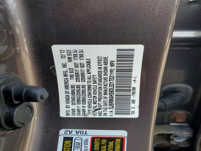 Auction sale of the 2013 Honda Cr-v, vin: 5J6RM4H59DL031703, lot number: 70071026