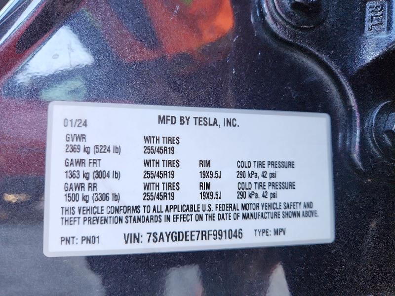 Auction sale of the 2024 Tesla Model Y, vin: 7SAYGDEE7RF991046, lot number: 70078986