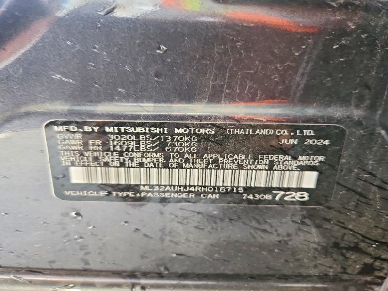 Продажа на аукционе авто 2024 Mitsubishi Mirage, vin: ML32AUHJ4RH016715, номер лота: 68555766