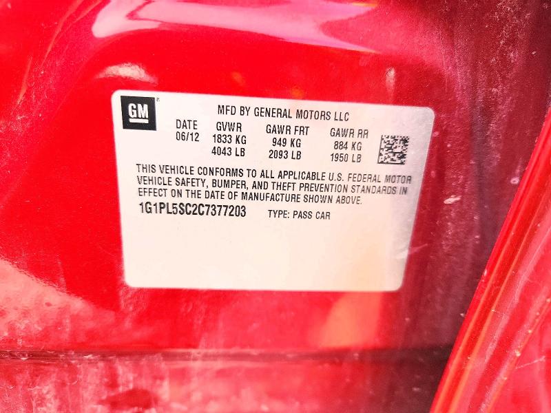 Продаж на аукціоні авто 2012 Chevrolet Cruze, vin: 1G1PL5SC2C7377203, номер лоту: 68264056