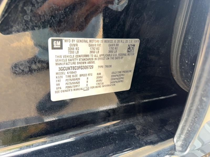 Aukcja sprzedaży 2015 Chevrolet Silverado, vin: 3GCUKTEC0FG309729, numer aukcji: 68023366