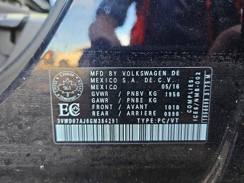 Aukcja sprzedaży 2016 Volkswagen Jetta, vin: 3VWD07AJ6GM384291, numer aukcji: 68513626