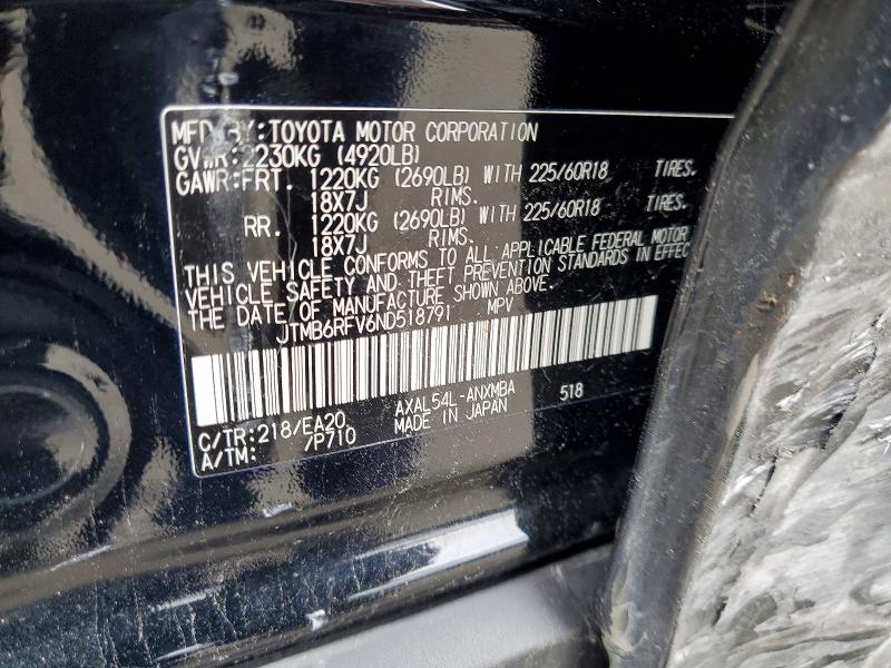 Aukcja sprzedaży 2022 Toyota Rav4, vin: JTMB6RFV6ND518791, numer aukcji: 69436886