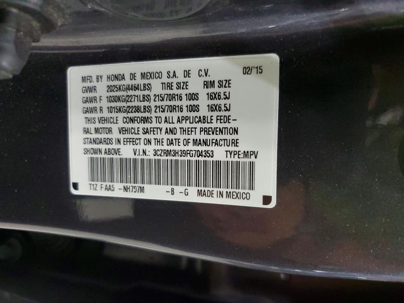 2015 Honda Cr-v მანქანა იყიდება აუქციონზე, vin: 3CZRM3H39FG704353, აუქციონის ნომერი: 68350146