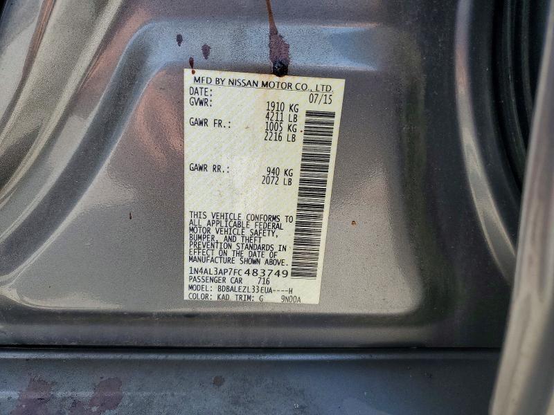 2015 Nissan Altima მანქანა იყიდება აუქციონზე, vin: 1N4AL3AP7FC483749, აუქციონის ნომერი: 68683366