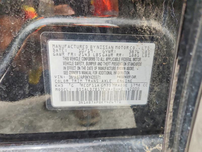 Aukcja sprzedaży 2019 Nissan Sentra, vin: 3N1AB7AP8KY426971, numer aukcji: 69053296