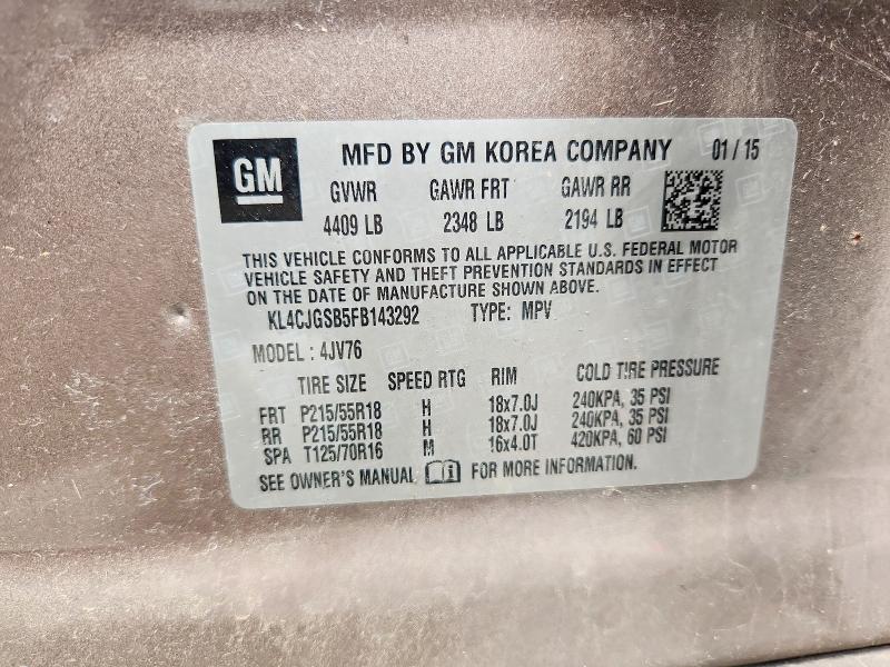Продаж на аукціоні авто 2015 Buick Encore, vin: KL4CJGSB5FB143292, номер лоту: 68617586