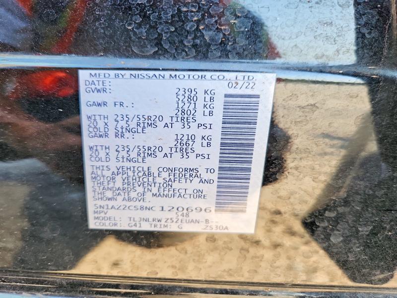 Продаж на аукціоні авто 2022 Nissan Murano, vin: 5N1AZ2CS8NC120696, номер лоту: 67397556