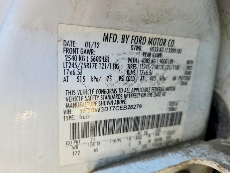 2012 Ford F350 მანქანა იყიდება აუქციონზე, vin: 1FT8W3DT7CEB28279, აუქციონის ნომერი: 68963456