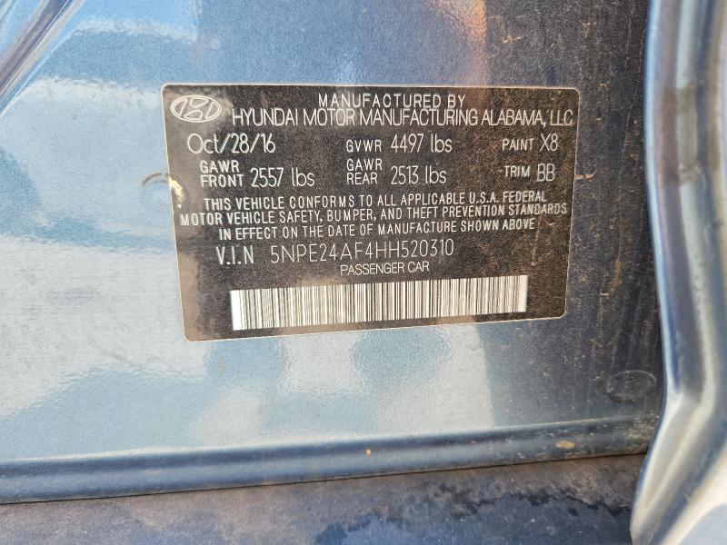 2017 Hyundai Sonata მანქანა იყიდება აუქციონზე, vin: 5NPE24AF4HH520310, აუქციონის ნომერი: 67083746