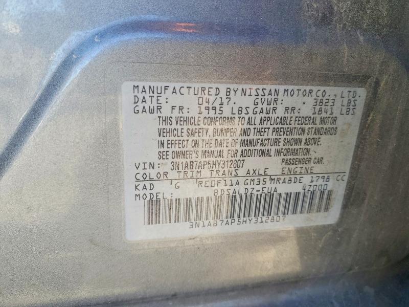 Aukcja sprzedaży 2017 Nissan Sentra, vin: 3N1AB7AP5HY312807, numer aukcji: 69552786