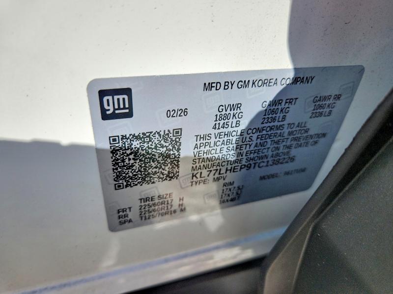 Aukcja sprzedaży 2026 Chevrolet Trax, vin: KL77LHEP9TC138226, numer aukcji: 69106926