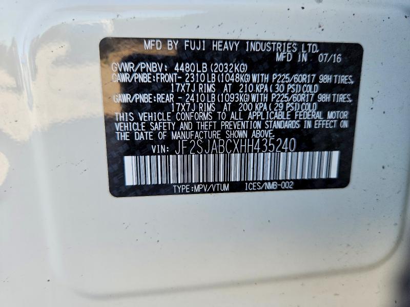 67272146 :رقم المزاد ، JF2SJABCXHH435240 vin ، 2017 Subaru Forester مزاد بيع