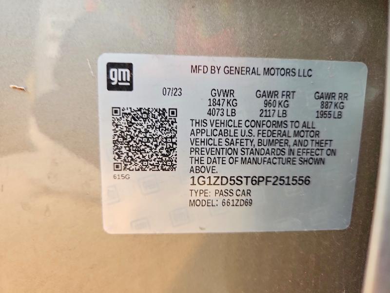 Aukcja sprzedaży 2023 Chevrolet Malibu, vin: 1G1ZD5ST6PF251556, numer aukcji: 68095106