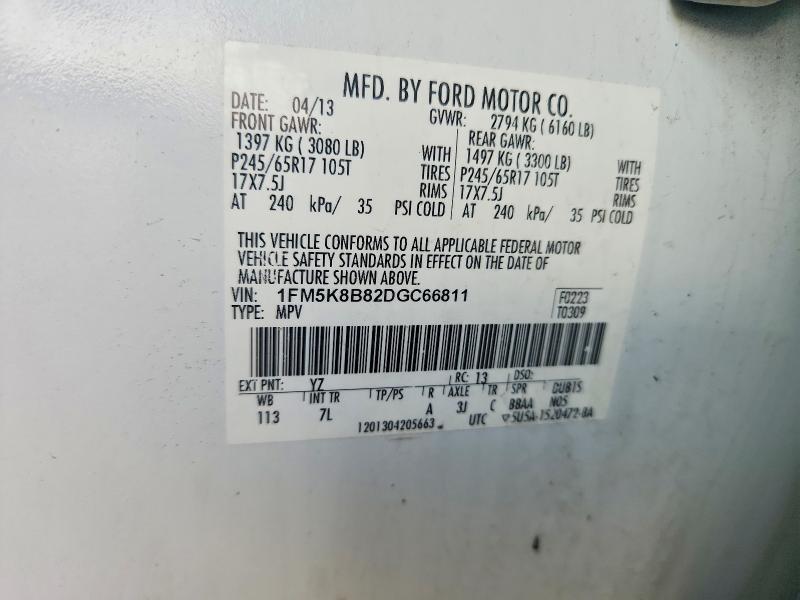 Aukcja sprzedaży 2013 Ford Explorer, vin: 1FM5K8B82DGC66811, numer aukcji: 70241276