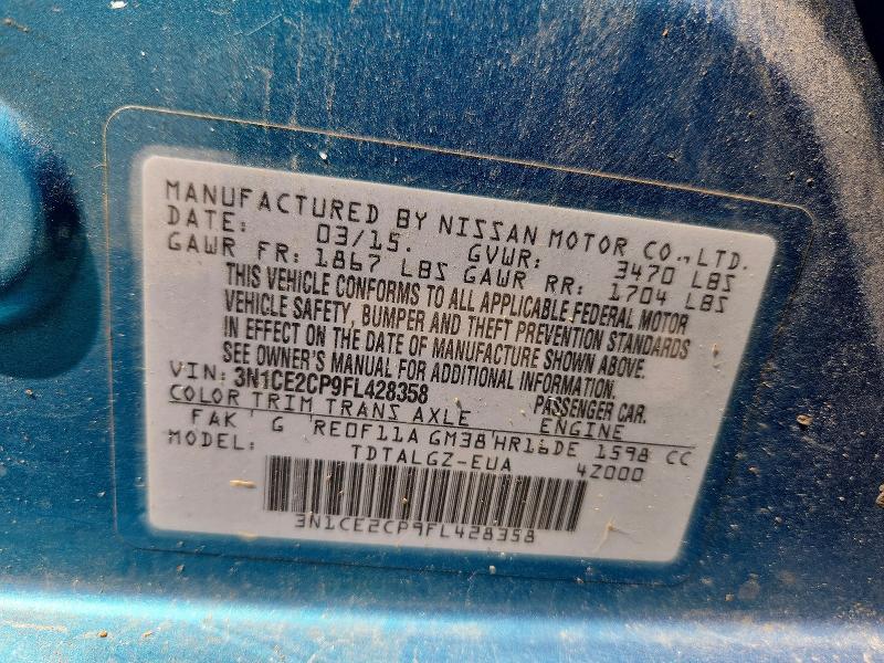 67644136 :رقم المزاد ، 3N1CE2CP9FL428358 vin ، 2015 Nissan Versa Note مزاد بيع