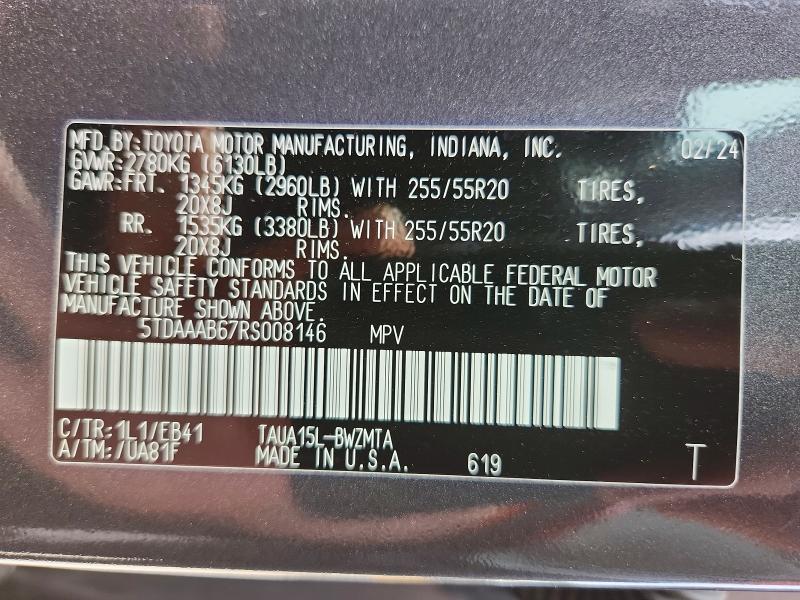Aukcja sprzedaży 2024 Lexus Tx 350, vin: 5TDAAAB67RS008146, numer aukcji: 66918576