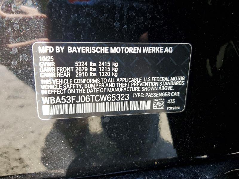 Aukcja sprzedaży 2026 Bmw 530, vin: WBA53FJ06TCW65323, numer aukcji: 68276296