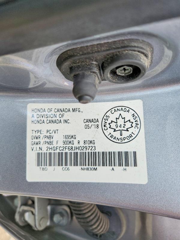 Продажа на аукционе авто 2018 Honda Civic, vin: 2HGFC2F68JH029723, номер лота: 69215246