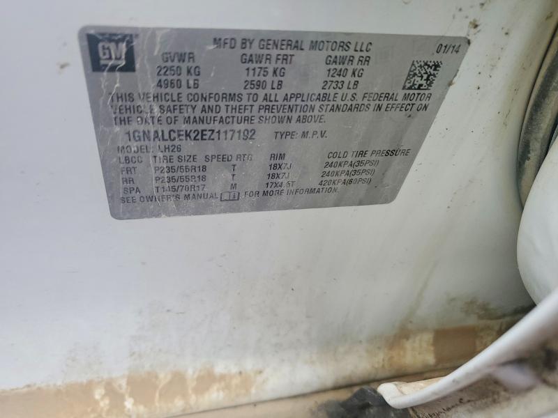 Aukcja sprzedaży 2014 Chevrolet Equinox, vin: 1GNALCEK2EZ117192, numer aukcji: 67651396