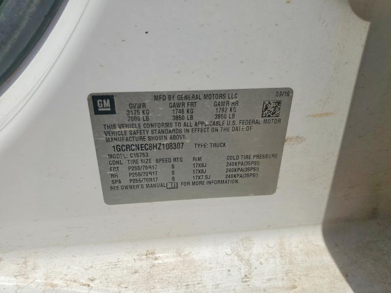 2017 Chevrolet Silverado მანქანა იყიდება აუქციონზე, vin: 1GCRCNEC8HZ108307, აუქციონის ნომერი: 67994606