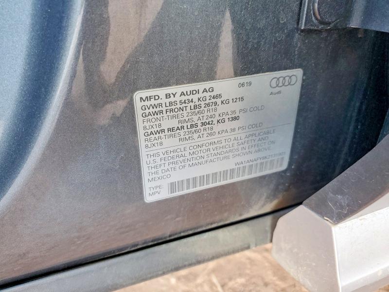 Aukcja sprzedaży 2019 Audi Q5, vin: WA1ANAFY8K2131901, numer aukcji: 65943436