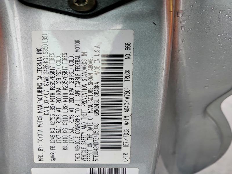 70745716 :رقم المزاد ، 5TEUU42N07Z405338 vin ، 2007 Toyota Tacoma مزاد بيع