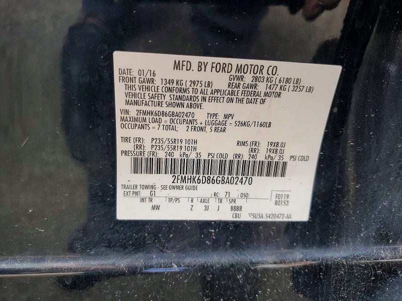 69529206 :رقم المزاد ، 2FMHK6D86GBA02470 vin ، 2016 Ford Flex مزاد بيع