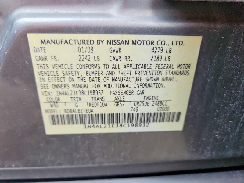 Продаж на аукціоні авто 2008 Nissan Altima, vin: 1N4AL21E38C198932, номер лоту: 69954086