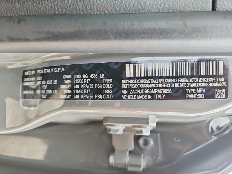 Продаж на аукціоні авто 2021 Jeep Renegade, vin: ZACNJDBB3MPM79956, номер лоту: 67202296