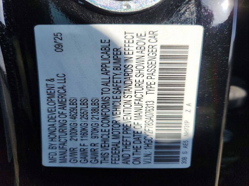 Продажа на аукционе авто 2025 Honda Accord, vin: 1HGCY2F78SA076313, номер лота: 68631776