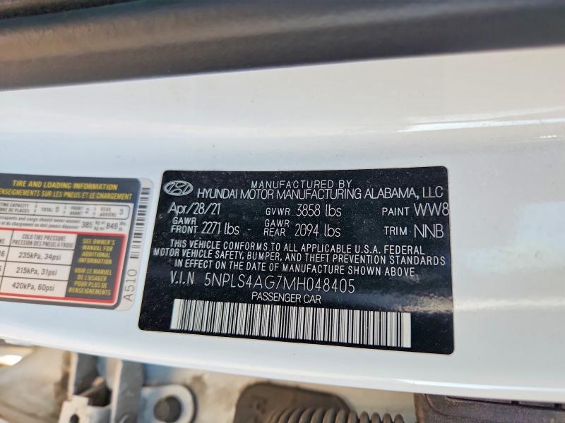 Aukcja sprzedaży 2021 Hyundai Elantra, vin: 5NPLS4AG7MH048405, numer aukcji: 67710376